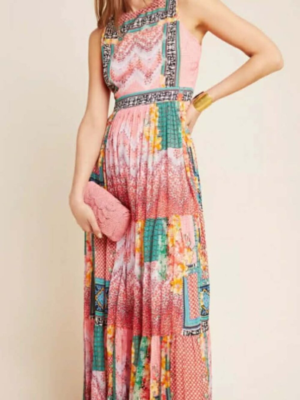 Bhanuni by Jyoti Anthropologie Alessandra Patchwork Beaded Maxi Dress